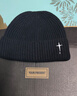 OIMG痞帥真羊毛款潮牌地主無(wú)檐針織帽子男冬顯臉小雅痞瓜皮毛線(xiàn)帽女 黑色白標 L均碼(55-60cm) 曬單實(shí)拍圖