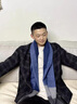 巴魯尼品牌羊毛圍巾男士秋冬季時尚簡約格子保暖加厚圍脖送男友禮物禮盒 藏藍(lán)格 曬單實拍圖