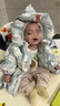 OAK FAMILY兒童白鵝絨羽絨服連帽加厚冬款男女寶寶保暖三防外套 小雪人 90 cm 曬單實(shí)拍圖