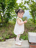 優(yōu)奇女寶寶吊帶超萌嬰兒服夏季薄款連體衣新生兒三角包屁衣夏裝爬爬服 花朵朵+長筒襪 73cm 曬單實拍圖