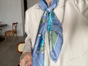 瑪麗亞·古琦（MARJA KURKI）真絲絲巾女士大方巾 媽媽款高檔桑蠶絲圍巾 絲綢禮物裝 美妙一日 藍色 曬單實(shí)拍圖