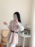 子牧棉麻春裝新款 女韓版POLO領(lǐng)時(shí)尚設計感開(kāi)衩針織背心+長(cháng)袖襯衫0081 米白色 均碼(建議95-140斤) 曬單實(shí)拍圖