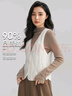 鴨鴨（YAYA）輕薄羽絨服馬甲女V領(lǐng)新款基礎(chǔ)修身背心內(nèi)膽鴨絨馬夾外套 米白色 155/80A(S) 曬單實拍圖