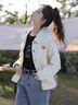 莫代爾牛仔外套女2025春秋季新款女裝初高中學(xué)生寬松時尚韓版夾克上衣 米白色 M 90-100斤 曬單實拍圖