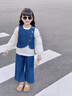 靚貝城堡女童套裝秋季2025新款洋氣時髦兒童女寶寶秋裝韓版潮流牛仔三件套 藍色三件套 120 曬單實拍圖