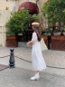 VEGA CHANG泡泡袖连衣裙女2024年夏季新款方领法式小众气质长裙子 月光白 M 晒单实拍图