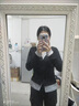羅蒙（ROMON）法式假兩件v領(lǐng)開衫針織衫女春季女裝2025新款加絨加厚上衣女秋 黑色 M 曬單實拍圖