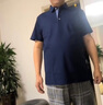 布先生專利領翻領t恤男2025夏新款純棉絲光棉短袖t恤AT15038 深海藍 M (170) 曬單實拍圖