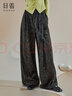 日著(zhù)（rizhuo）原創(chuàng  )設計女裝2025年春季新款復古回潮拼接寬松高腰拖地花麻闊腿褲 花黑麻 L 曬單實(shí)拍圖