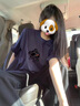 純棉重磅短袖t恤女夏季2025新款爆款寬松慵懶風(fēng)美式復古半袖上衣 藏藍色【純棉重磅】 2XL （140-160斤） 曬單實(shí)拍圖