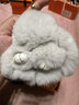 DRACO 冬季可愛(ài)獺兔毛公仔小兔子汽車(chē)鑰匙扣掛件迷你包包毛絨裝死掛飾兔 奶茶色  10cm左右 曬單實(shí)拍圖