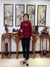 俞兆林（YUZHAOLIN）中老年女裝秋裝針織毛衣洋氣外套紅色本命年婚禮服媽媽裝老人衣服 AX221154 酒紅 （兩件套） XL 【建議90-110斤】 曬單實拍圖