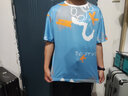 宗獅猴 (上衣+褲子）男款短袖短褲夏天套裝男生籃球服夏季韓版全套衣服 湖藍色 M 曬單實(shí)拍圖