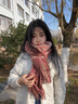 邦帛世圍巾女冬季披肩格子女士秋冬保暖女生圍脖送老婆送媽媽新年禮物 干枯玫瑰粉圍巾 曬單實拍圖