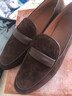 淺町復古羊皮樂(lè )福鞋女一腳蹬英倫豆豆鞋平底單鞋平跟小皮鞋女深口女鞋 深棕 38 曬單實(shí)拍圖