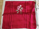 織錦樓蘇繡真絲披肩女桑蠶絲絲巾女空調房披肩女外搭氣質(zhì)圍巾教師節禮物 飛花蝶語(yǔ)-酒紅盤(pán)扣 曬單實(shí)拍圖