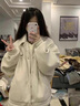 DXOT慵懶風(fēng)寬松學(xué)生秋冬毛呢外套女美式衛(wèi)衣加絨棒球服夾克上衣秋冬款 圖片色 常規(guī) M 曬單實(shí)拍圖