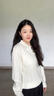 lagogomiu系穿搭翻領(lǐng)毛衣女拉谷谷2024冬季新款米白色柔軟針織衫 米白色 M 曬單實拍圖