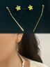 百泰首飾（BATAR JEWELLERY）生日禮物黃金耳飾女長(zhǎng)款足金5G圓珠線條耳針金珠耳線 圓珠耳線【約0.66g】 曬單實(shí)拍圖