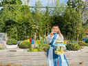 兒童古裝漢服國學(xué)服女童男童國學(xué)服裝開(kāi)學(xué)禮書(shū)童三字經(jīng)朗誦演出服 云飛鶴藏青直袖 120cm 曬單實(shí)拍圖