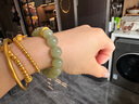 嘉達(dá)寶亞 JABAOA和田玉手串女高冰色青玉圓珠手串和田玉設(shè)計款珠串足金配飾禮物 手圍15-17cm 曬單實拍圖