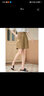 茵曼（INMAN）設計感高腰短褲橡筋松緊腰遮胯直筒休閑褲女18332|099 卡其色 S 曬單實(shí)拍圖