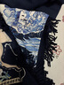 兩三事梵高文藝 白駒空谷 2025春季新款刺繡流蘇不對稱(chēng)下擺衛衣女 藏藍色 S 曬單實(shí)拍圖
