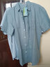 構致（GLOY&ZENITH）夏季短袖亞麻襯衫男休閑刺繡襯衣方領(lǐng)純色簡(jiǎn)約舒適男潮上衣服 淡藍色 3XL 曬單實(shí)拍圖