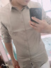 Daft春夏韓版修身男士五分袖襯衫純色百搭中袖襯衫發(fā)型師男模商務(wù)襯衣 淺灰色 XXL修身偏小 曬單實拍圖