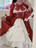 中世紀宮廷公主裙歐式lolita洛麗塔復古女傭女仆裝連衣裙話(huà)劇演出 酒紅+白色 S 曬單實(shí)拍圖
