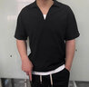 軒森圖 微胖男生假兩件T恤男V領短袖ins潮牌翻領半袖衫冰絲夏季體恤t潮 V18黑色  主圖款 2XL (180) （165-185斤） 曬單實拍圖