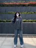 斤慕藍色直筒牛仔褲女美式闊腿窄版高腰寬松百搭顯瘦梨形身材褲子新款 直筒牛仔褲 【M】碼 曬單實拍圖
