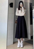 婧麒（JOYNCLEON）孕婦半身裙春秋季a字裙寬松高腰托腹時(shí)尚孕婦裙子春秋款2025新款 春秋款-黑色 L 曬單實(shí)拍圖