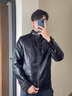JEEP SPIRIT皮衣外套男春秋新款工裝百搭衣服休閑潮牌男裝秋冬加絨沖鋒皮夾克 9912黑色 L 曬單實(shí)拍圖