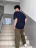 名創(chuàng  )優(yōu)品（MINISO）純棉t恤男女簡(jiǎn)約莫蘭迪色系印花半袖夏季厚實(shí)不透新款薄荷綠短袖 黑色(清新雅綠) L 175 (名創(chuàng  )優(yōu)品 品控嚴格) 曬單實(shí)拍圖