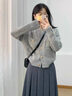 凡小如小香風(fēng)毛衣外套女2024年秋冬新款針織開(kāi)衫外搭休閑寬松短款上衣 灰色 均碼 【建議80-110斤】 曬單實(shí)拍圖