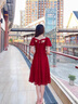 蘭卡·羅妮蘭卡羅妮敬酒服新娘平時可穿結(jié)婚訂婚連衣裙回門小晚禮服蕾絲 酒紅色中長款 S 曬單實拍圖