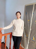 俞兆林（YUZHAOLIN）媽媽裝秋冬毛衣純色打底衫40歲中年婦女時(shí)尚百搭針織上衣套裝 米色上衣 M  (建議80-100斤) 曬單實(shí)拍圖