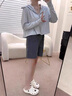 紅蜻蜓工裝短褲女夏季新款女裝薄款休閑闊腿速干運(yùn)動(dòng)女士五分褲子 灰色短褲 L 【110-125斤】 曬單實(shí)拍圖