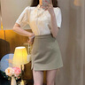 妃莉杋（FeiLiFan）新中式連衣裙女裝2024夏季新款國風(fēng)旗袍改良版小個子顯瘦裙子夏天 旗袍上衣+卡其裙子 M 曬單實(shí)拍圖