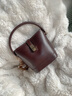 YUYULA牛皮斜挎水桶包包女包通勤輕奢手提單肩生日禮物高級感送女友老婆 【酒咖色】女生閨蜜實(shí)用 高端時(shí)尚品牌復古小包 曬單實(shí)拍圖