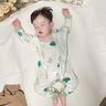 七樂豆嬰兒睡衣小月齡開襠連體衣服幼兒寶寶男寶夏季薄款雙層護(hù)肚空調(diào)服 白色 90cm 曬單實(shí)拍圖