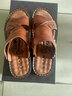 老人頭涼鞋男夏季涼拖露趾頭層牛皮真皮按摩軟底男士沙灘鞋特大碼46碼 曬單實(shí)拍圖