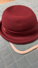 上海故事純羊毛帽子女秋冬季保暖毛呢禮帽復古卷檐綢帶珍珠圓頂帽 酒紅 曬單實(shí)拍圖