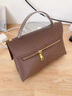 高巴度（GORBADO）頭層牛皮情人節斜挎手提包女百搭2026春夏新款真皮休閑女包貝殼包 酒咖色 曬單實(shí)拍圖