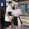 早美 情侶裝夏裝2022夏季新款韓版短袖T恤女套裝女情侶款上衣百搭小眾設計感一男一女學(xué)生班服定制 女套裝 M 曬單實(shí)拍圖