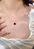 Grace Girl原創(chuàng  )四葉草項鏈雙面戴女士款簡(jiǎn)約玫瑰金氣質(zhì)七夕情人節送女友老婆 雙面四葉草項鏈（黑紅） 曬單實(shí)拍圖