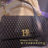 HR赫蓮娜菱格包包女包頭層牛皮腋下包百搭時(shí)尚單肩包女包生日禮物 黑色禮盒裝 曬單實(shí)拍圖
