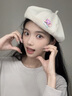 槿城日系可愛(ài)花朵貝雷帽畫(huà)家帽女大頭圍顯臉小百搭薄款八角帽子潮M921 曬單實(shí)拍圖
