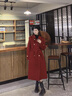 瑪嬌媚（Majiaomei）毛呢大衣女中長(cháng)款2025年秋冬新款紅色圣誕新年戰袍復古呢子外套女 紅色 M 曬單實(shí)拍圖